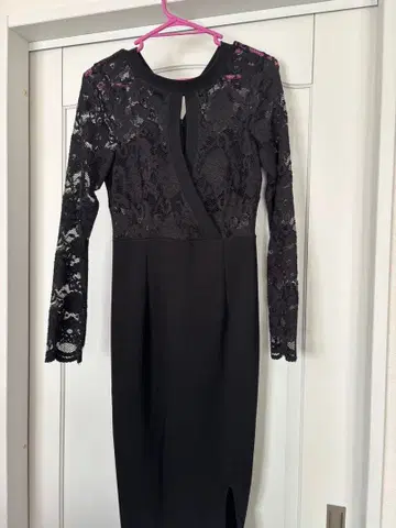 블랙 레이스 긴팔 드레스