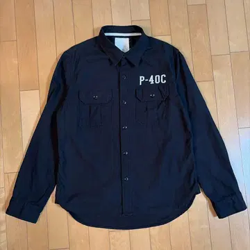 HOUSTON 밀리터리 긴팔 셔츠 블랙 FLYINGTIGERS 자수 포함