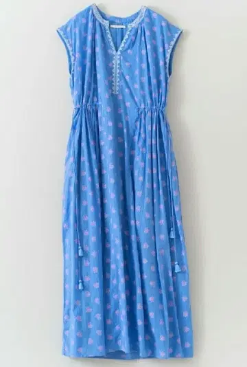 누키테파 [택 포함 새상품] 도비 스트라이프 플라워 슬리브리스 드레스