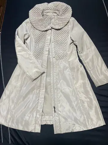 noa-ge 실버 그레이 롱 코트 퀼트 옷깃