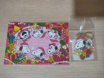 스누피타운 크리스마스 아트 카드 홀로그램 아크릴 키체인