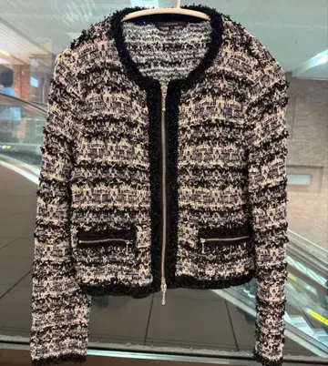 [루니] 노카라 트위드 자켓 블랙 화이트 LOUNIE