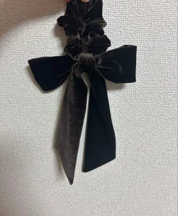 시루무린 벨로아 리본 브라운 헤어 액세서리