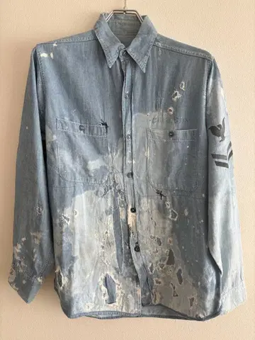 40s 50s 빈티지 M-43 US NAVY 샴브레이 셔츠 보로