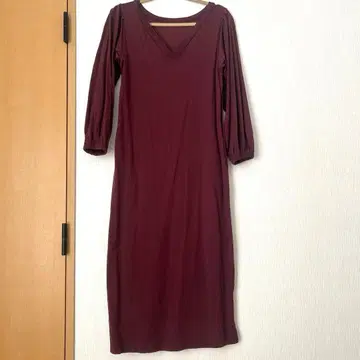 유나이티드 애로우즈 롱 원피스 긴팔 와인 레드 퍼플