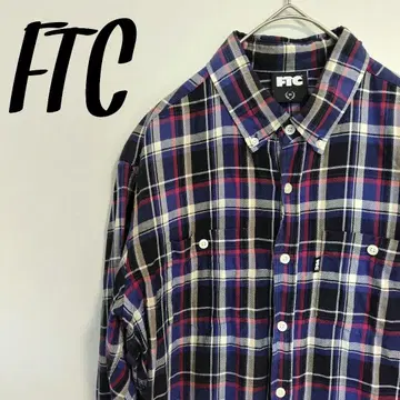 FTC 체크 무늬 긴팔 셔츠 네이비/레드 일본제