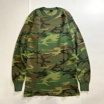 90s USA제 카모플라쥬 카모 서멀 와플 티셔츠 camo