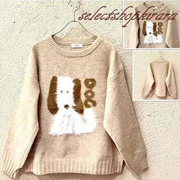 2025 신상 포근하고 부드러운 입체 DOG 패턴 니트 풀오버 F