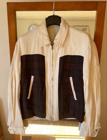 50s 레이온 개버딘 재킷 리버서블 크라운 지퍼 체크 무늬