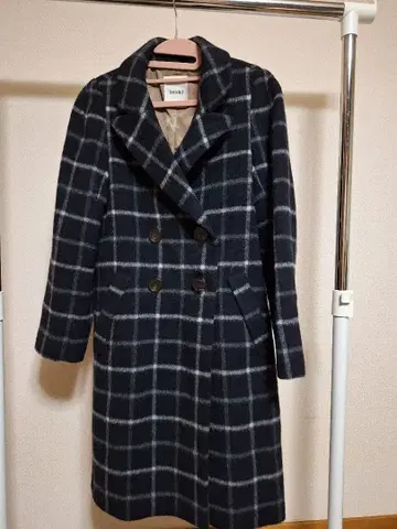 snidel 체크 무늬 더블 브레스트 코트