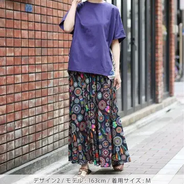 티티카카 패브릭 프린트 저지 롱 스커트 M 사이즈