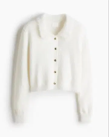 택 포함 새상품 H&M 카라 부착 가디건 화이트 니트 퍼