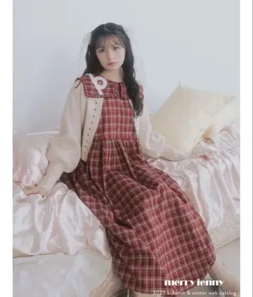 merry jenny 뱅글뱅글 프릴 칼라 원피스 레드