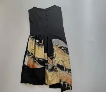 기모노 리메이크 블랙 전통 예복 기모노 원피스 비대칭