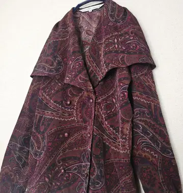 디자인 블라우스 셔츠 레트로 빈티지 드레이프감 페이즐리 빅 칼라