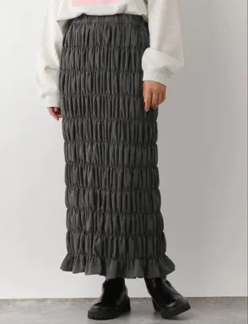 새상품 렙심 무지 셔링 스커트 2 차콜 그레이