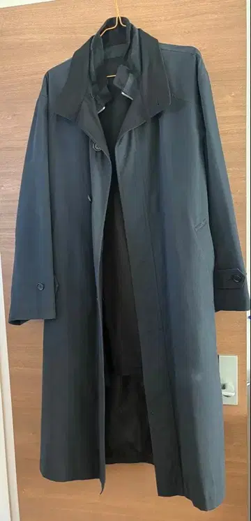 남성용 블랙 트렌치코트 베스트 벨트 포함