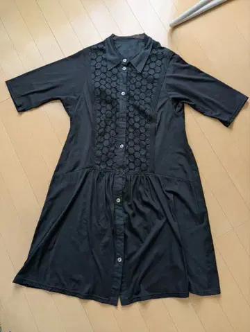 블랙 반팔 셔츠 원피스 코시노 히로코