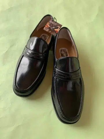 마렐리 신사 블랙 로퍼 피로 방지 25.5cm 천연 오크 가죽 모카신