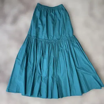 AKTE 터콰이즈 코튼 플레어 롱 스커트