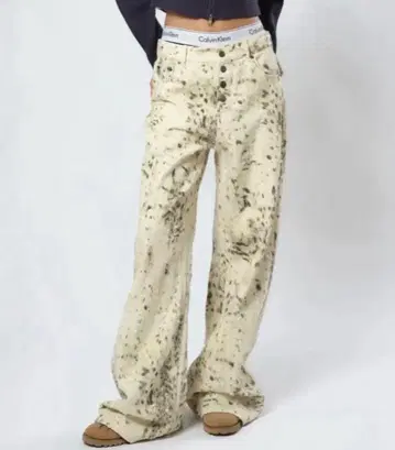 aclent 애니멀 패턴 J/W 와이드 스트레이트 팬츠