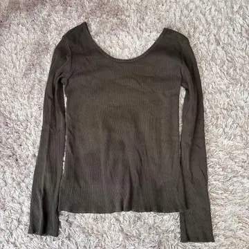 JOURNAL STANDARD 다크 그레이 리브 편직 긴팔 T셔츠