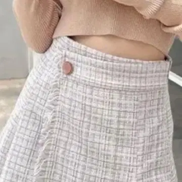 리젝시 트위드 랩 미니 스커트 라벤더