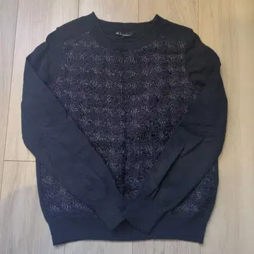 [미사용에 가까운] 23구 네이비 라메 믹스 니트 스웨터 32