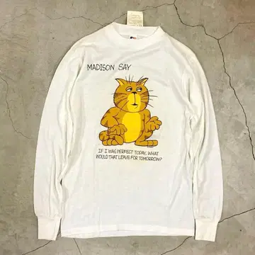 80's USA제 빈티지 롱 T셔츠 고양이 vintage M 사이즈