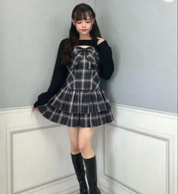 미사용 미개봉 새상품 evelyn 리본 볼레로 원피스 OP 블랙