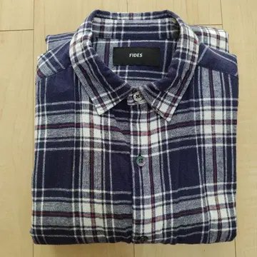 FIDES 네이비 계열 체크 긴팔 셔츠 M