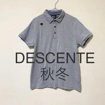 DESCENTE 그레이 반팔 피케 셔츠 울 혼방 가을/겨울 제품