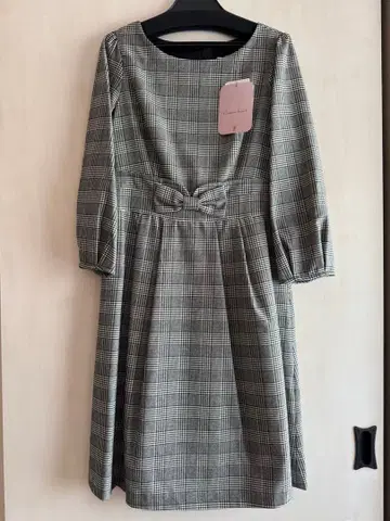 새상품 Couture Brooch 체크 무늬 원피스 그레이