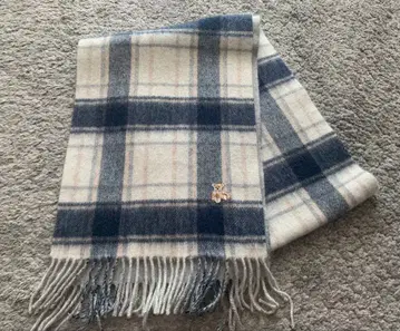 아쿠아 스큐텀 테디베어 자수 머플러 체크 곰 아쿠아 스큐텀