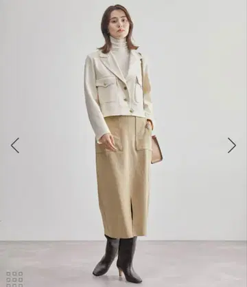 ROPE 스웨이드 포켓 부착 스커트 베이지