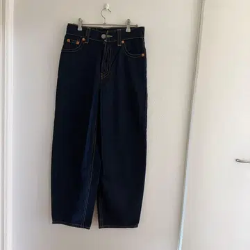 다크 블루 데님 와이드 벌룬 레그 팬츠