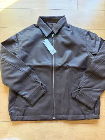 GU 인조 가죽 블루종 다크 브라운