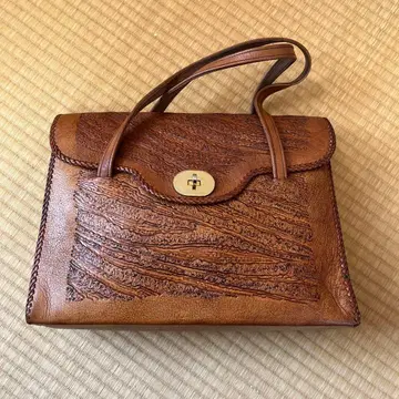 브라운 가죽 핸드백 레트로/빈티지