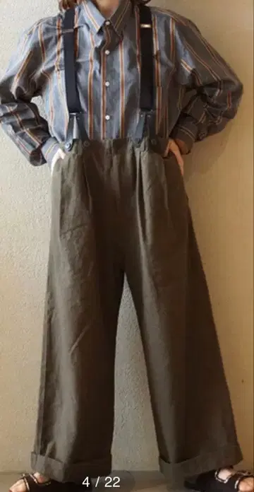 CL 캔버스 서스펜더 팬츠 카키 프리 사이즈