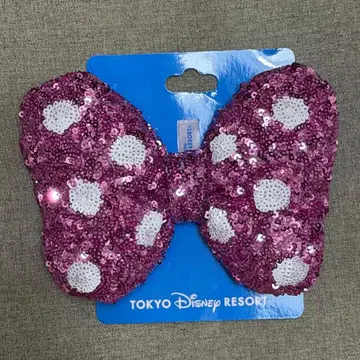 핑크 디즈니 미니 머리끈 헤어 포니 리본 스팽글