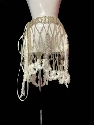 -melt knit- 허리 랩 스커트 브라운 (무릎 기장)