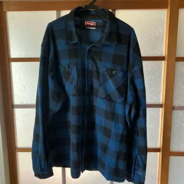 랭글러 Wrangler 플리스 셔츠 버팔로 체크 파랑 블랙 구제 의류