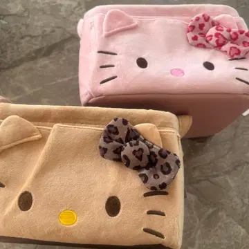 헬로키티 칸막이 포함 보관 케이스 시마무라 표범 무늬 2종 세트