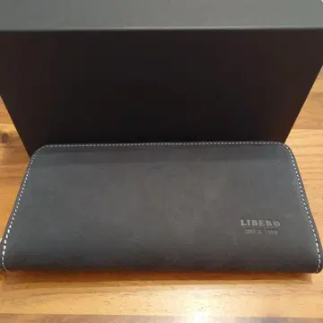 LIBERO 가죽 장지갑 라운드 지퍼 블랙