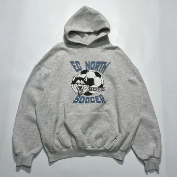 90s 러셀 USA제 풀오버 후드티 2XL 그레이 구제 의류 6221