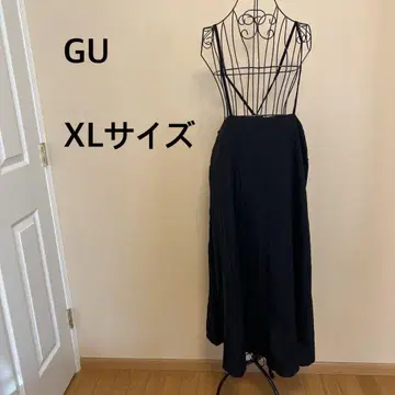 [ GU ] 여성용/끈 포함 스커트/블랙/무지/심플/레이어드