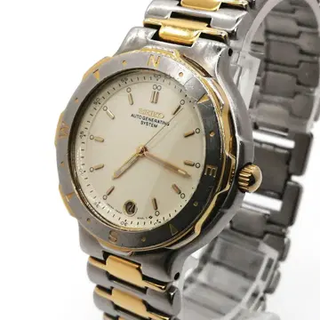 작동 SEIKO 남성용 손목시계 데이트 콤비 자동 와인딩 뒷면 투명