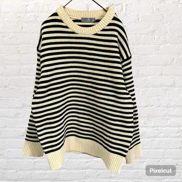 10529 워크맨 플러스 워크맨 여자 워셔블 보더 니트 스웨터 M