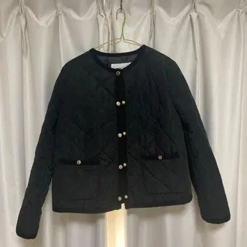 발수 퀼팅 노카라 자켓 [ 세탁기 사용 가능 ]