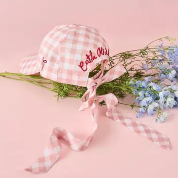 캐스키드슨 백리본 캡 깅엄 체크 패턴 핑크 cap 새상품